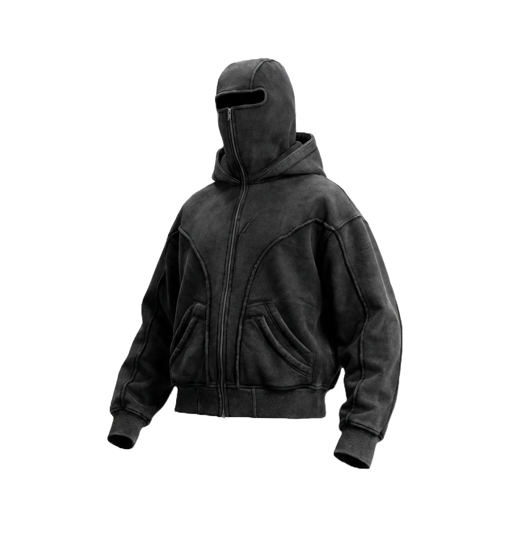 [PREORDER] Obsidian Acid Wash Balaclava Hoodie