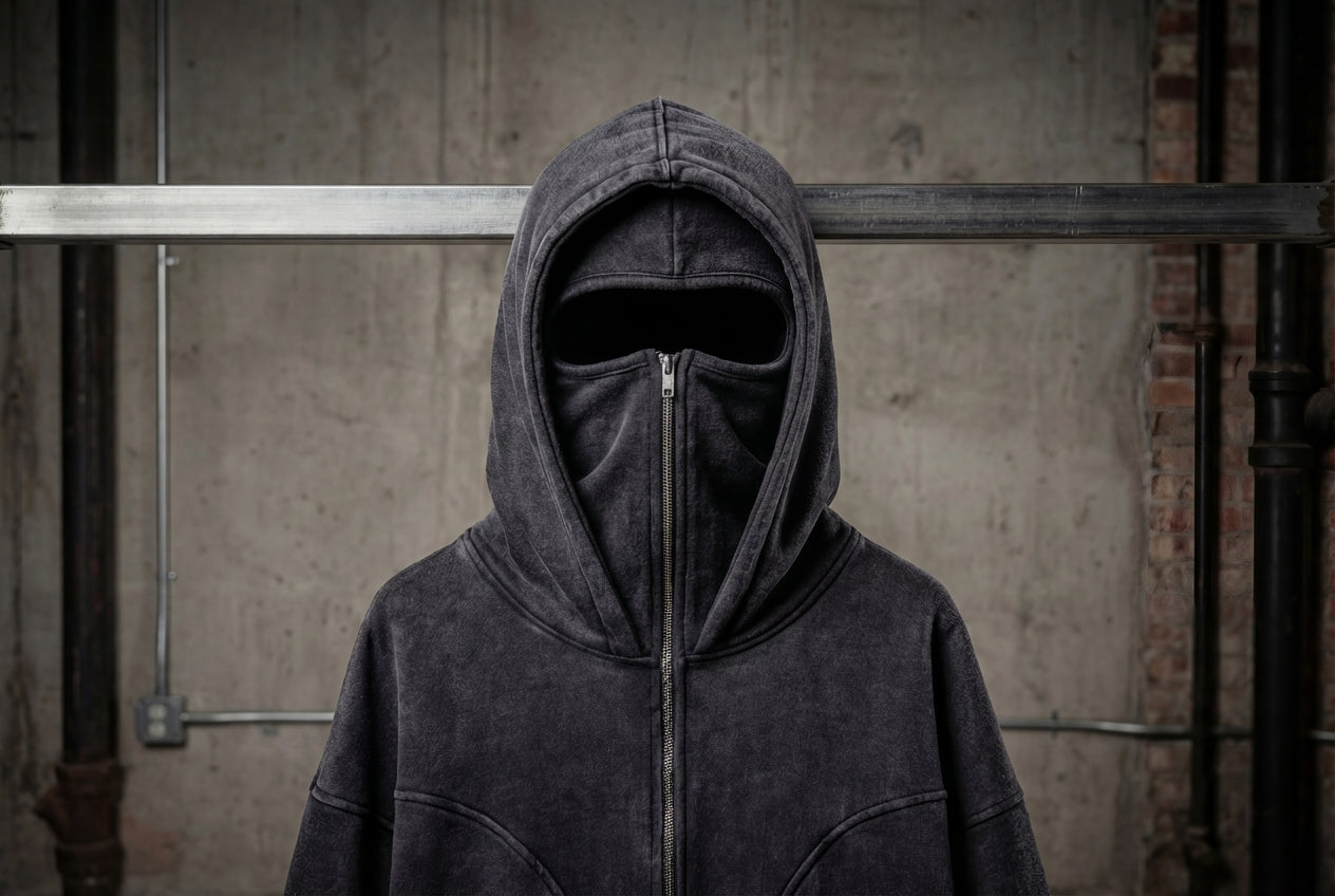 [PREORDER] Obsidian Acid Wash Balaclava Hoodie