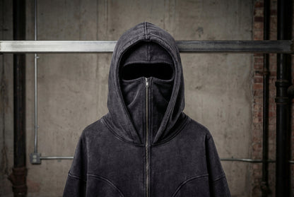 [PREORDER] Obsidian Acid Wash Balaclava Hoodie